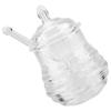 Yinhing 245ml   Honey Jar, Transparent Beehive Shaped Honey Jar with Dripper Stick, Beehive Design Pot for Storing and Dispensing Honey