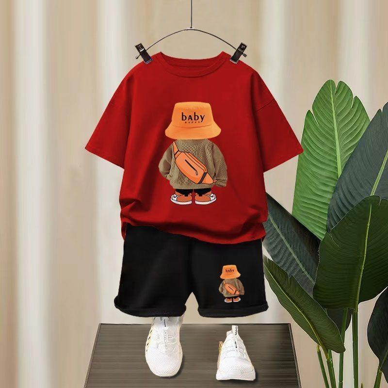 Летний комплект для мальчиков, детский комплект с коротким рукавом, повседневные шорты с коротким рукавом, футболка для мальчиков, комплект для мальчиков 150
