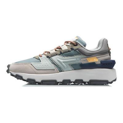 Li Ning Cloud Sword Reflective Slip Resistant Abrasion Resistant Low Top Running Shoes Men's Lead Gray Green AGCR327-2