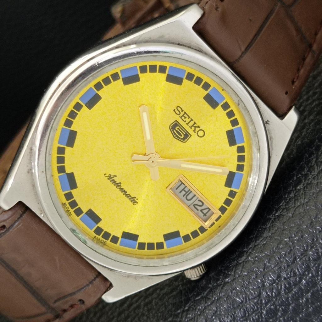 SEIKO 5 AUTOMATIC VINTAGE JAPAN MENS GOLDEN COLOR DIAL WATCH a701657-5 R206c-a701657