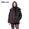 Jinyujie Women's Short Loose Fit Down Jacket with Large Lapel