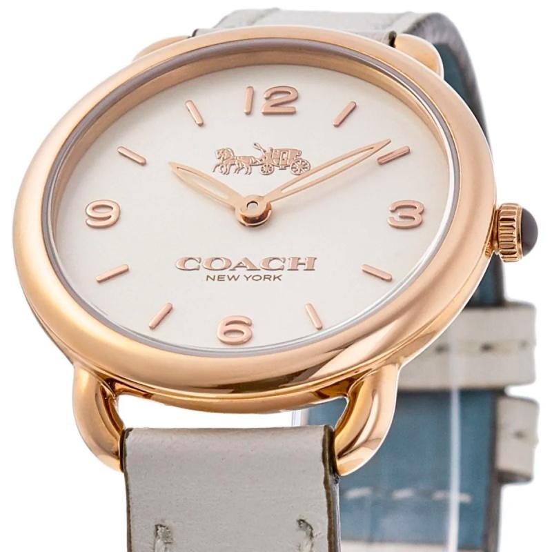 Coach Delancey Slim White Dial White Leather Ladies Watch