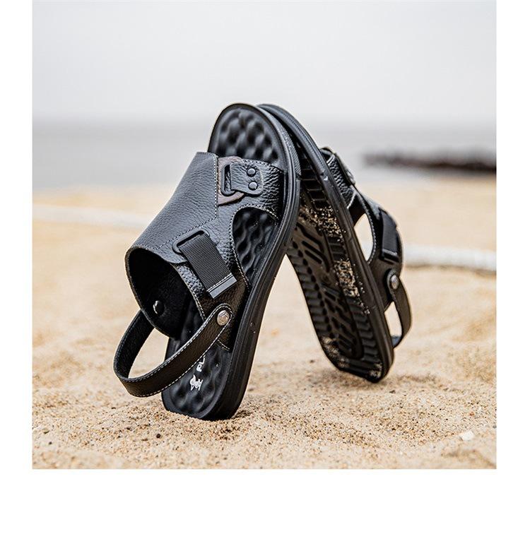 2025 New Shoes for Men Summer Genuine Leather Sandals Fashion Leather Casual Shoes Outdoor Cool Beach Shoes