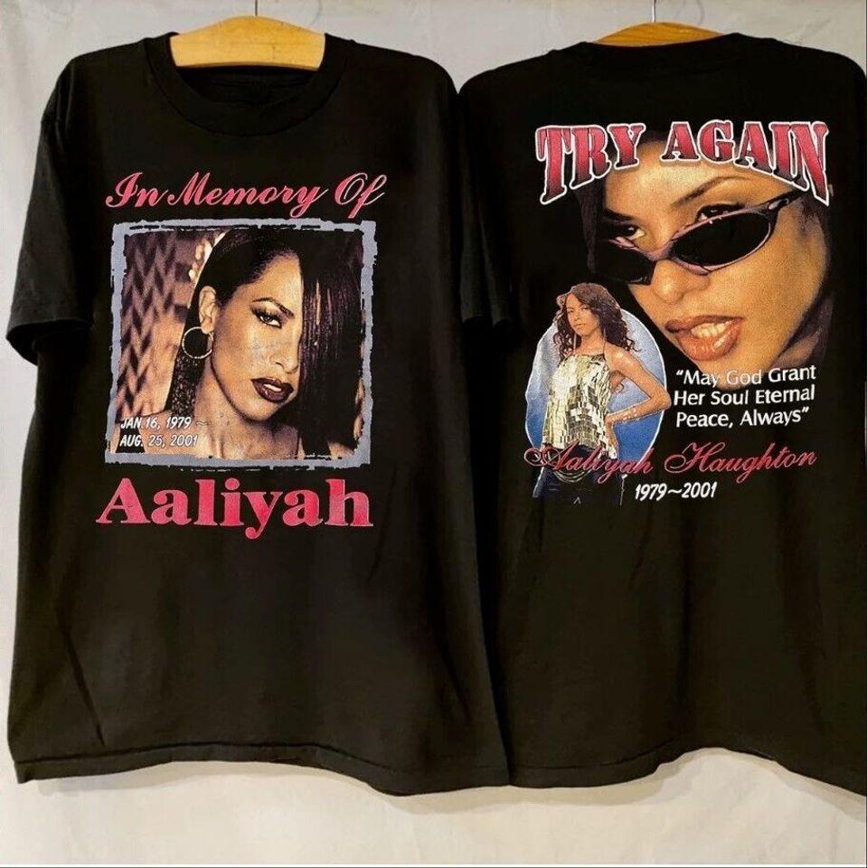 Vtg Aaliyah Try Again 2 Sided Shirt Unisex T-Shirt L