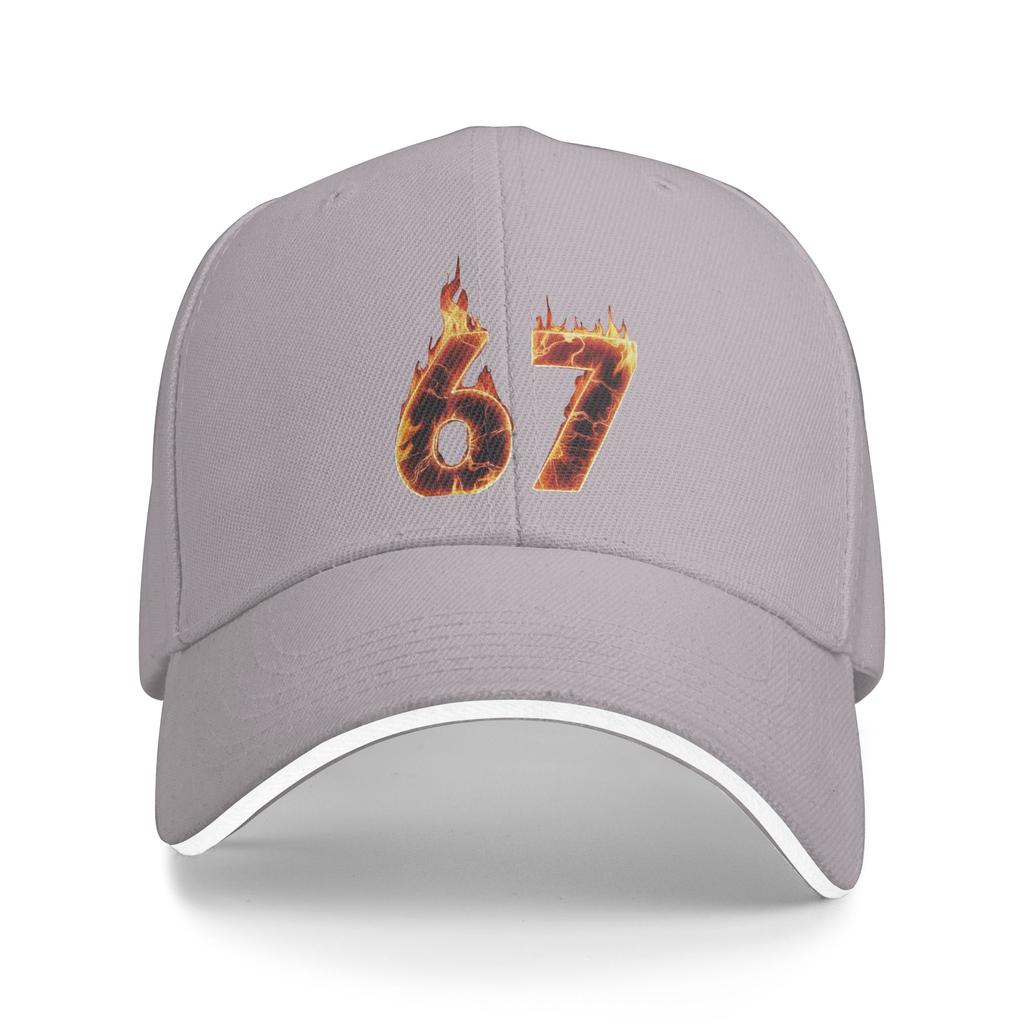 67 Flame Number Six Seven Meme Funny Fire Baseball Cap Female Male Custom Logo Hip Hop Hats Summer Y2k Adjustable Baseball Caps