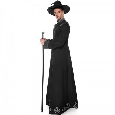 Halloween Herren Schwarz Klassisch Zauberer Zauberer Prophet Kostüm Dämonen Party Bühnenkostüm