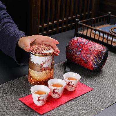Dehua Ceramic Tea Set Kuaike Cup Yilu Has Your Creative Travel Tea Set, Which Can Be Filtered and Portable.