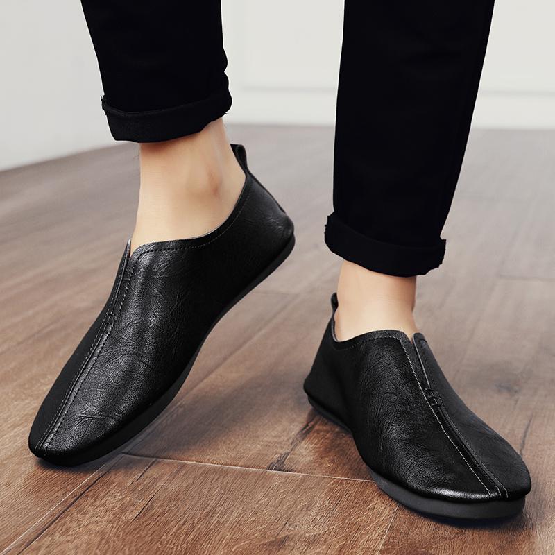 Hand-stitching Men's Casual Shoes Comfortable Man Soft Loafers Genuine Leather Moccasins Slip on Flats Simple Male Driving Shoes