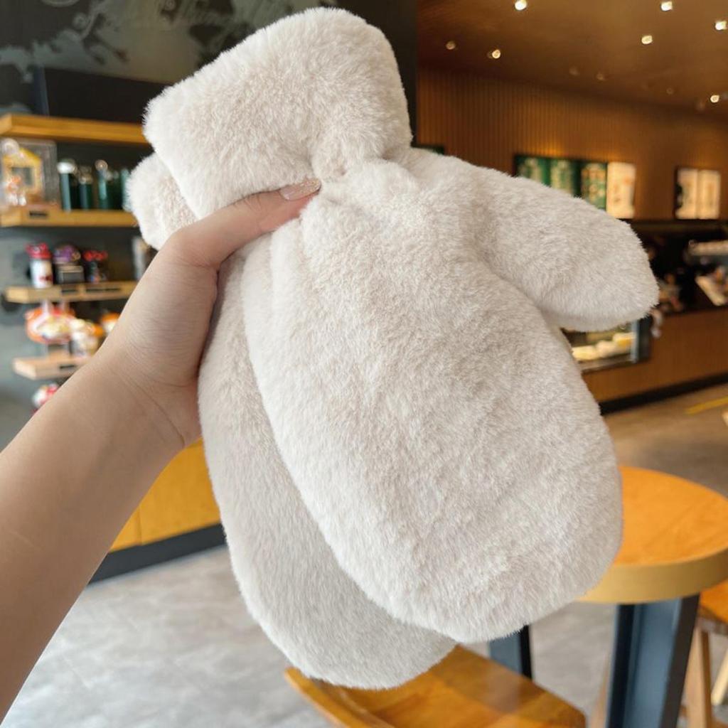 Winter Plush Gloves Thicken Soft Fluffy All Fingers Gloves Cute Windproof Warmer Mittens Women Solid Color Keep Warm Mittens