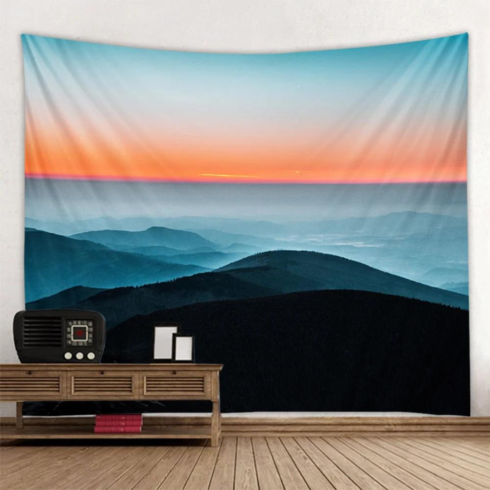 Mountains, Rivers, Forests, Sunrise Tapestry, Living Room, Bedroom, Dormitory, Art Background Cloth Poster For Wall Decoration