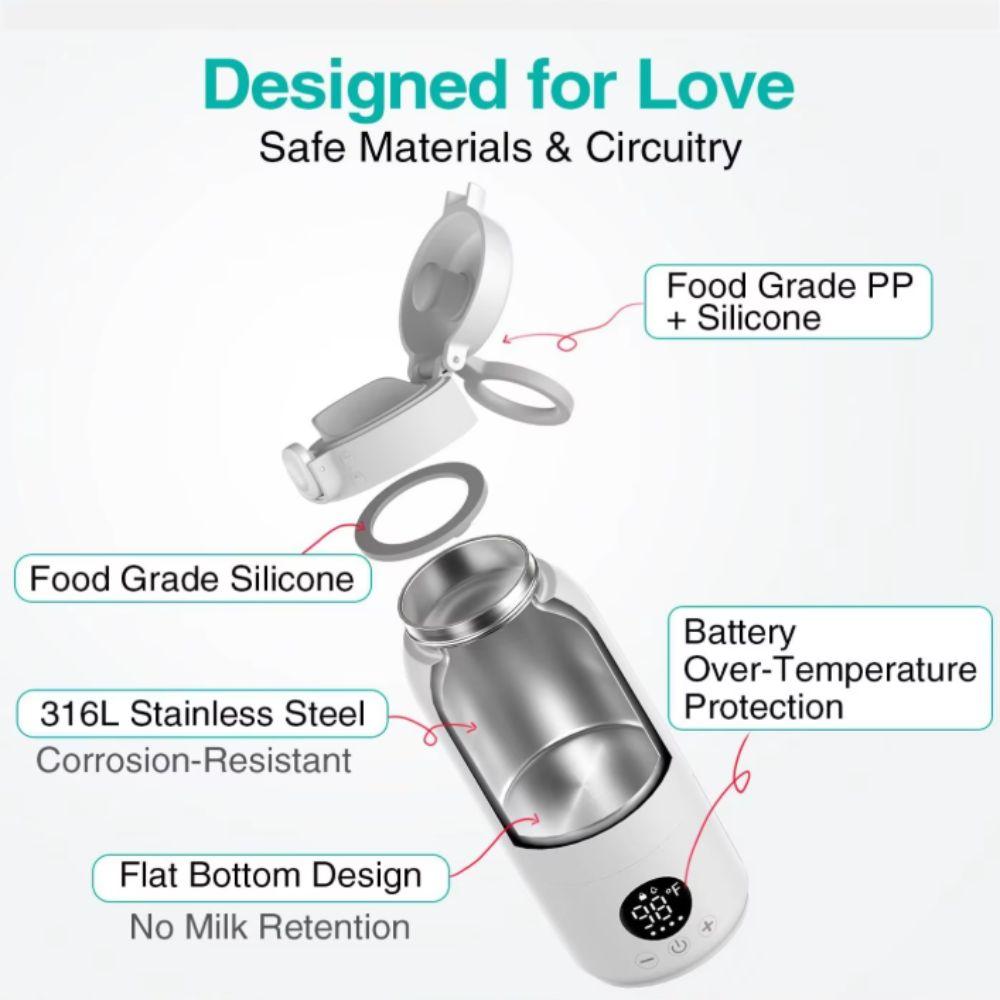 Cordless Portable Milk Warmer Stainless Steel Breast Sterilizer Portable Baby Bottle Warmer Travel