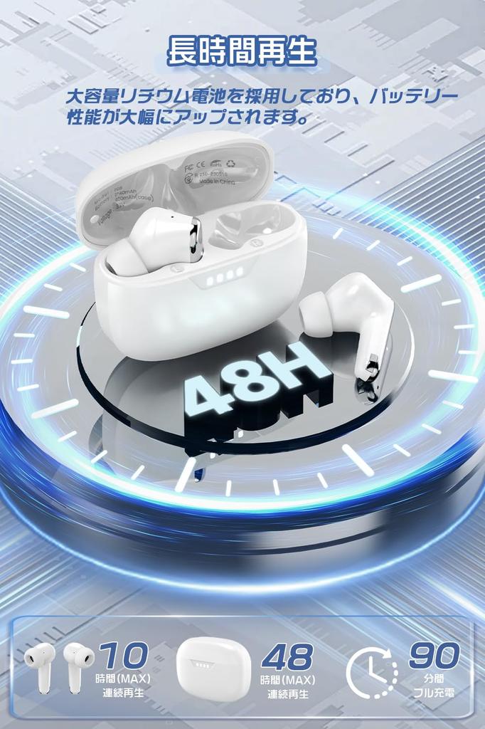 [Balanced Sound Quality, ANC Mode] Wireless Bluetooth 5.4 Earbuds with Automatic Pairing, Touch Control, Hi-Fi Sound Quality, ENC Noise Cancelling,