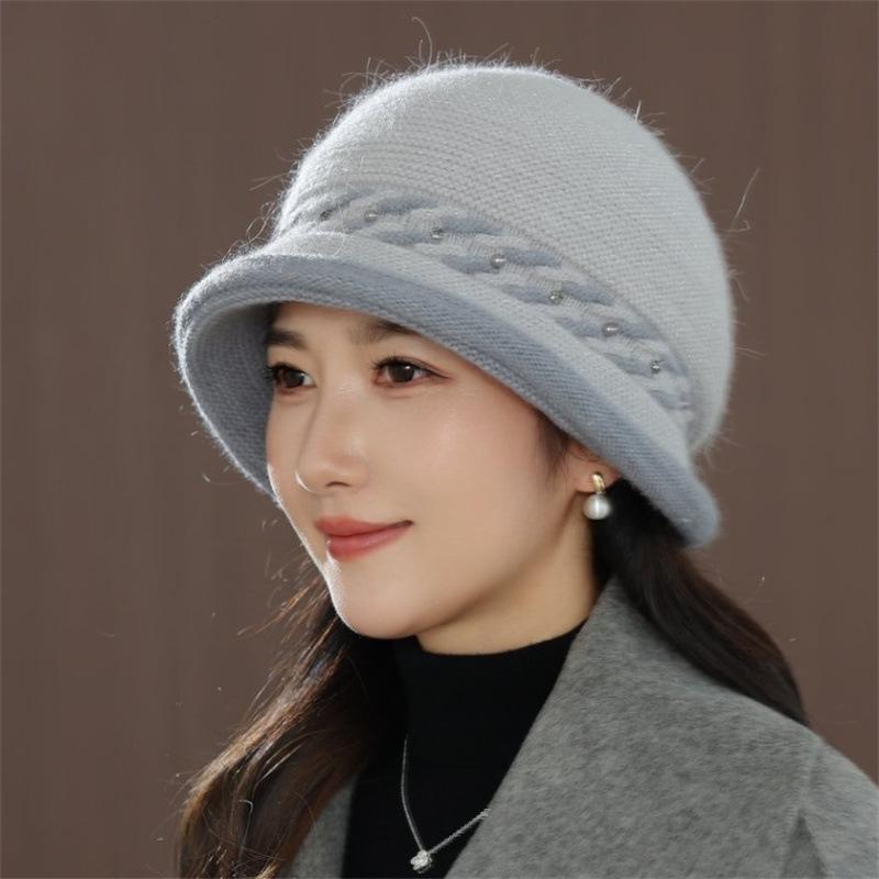 Winter hat women in the elderly knitted hat fashion versatile plush wool hat mother bucket hat new basin hat