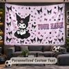 Kuromi Personalized Tapestry Support Custom Name, Wall Art Home Decoration