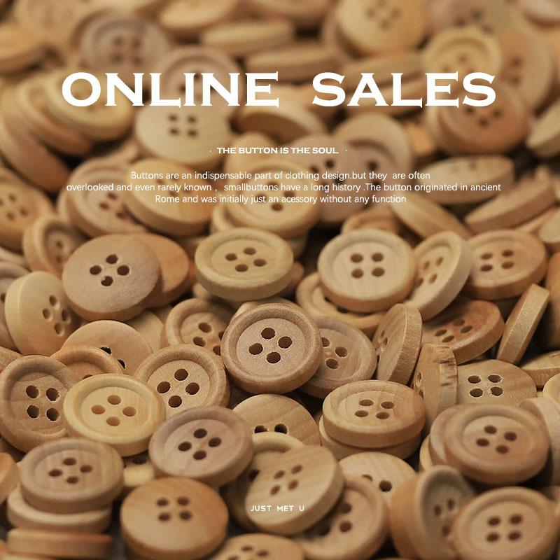 5Pcs Wooden Four-Eye Button Knitted Cardigan Shirt Sleeve Collar Buttons Children'S Clothing Versatile Clothes Decorative Wooden Buttons