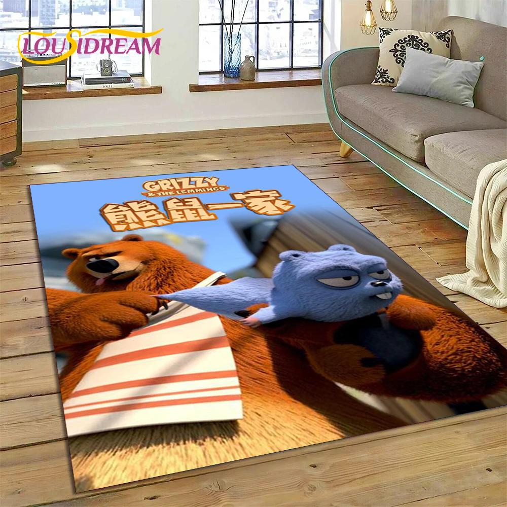Cartoon Grizzy and The Lemmings Carpet Rug for Bedroom Living Room Home Sofa Decoration,Children Game Large Decor Floor Mat Gift