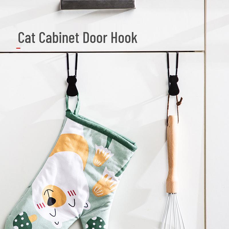 Cat-Shaped Wrought Iron Over-the-Door Hook - Nail-Free, Adhesive-Free 