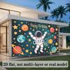 Flat 2D Banner, Set of 1, Featuring Astronaut Themed Space Birthday Background, Suitable for Christmas and Halloween Decoration.