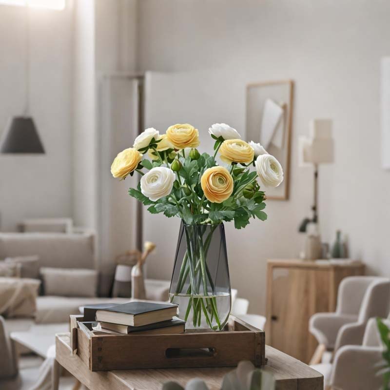 Imitation Flower Flocking with 2 Heads Peony for Home Decoration Artificial Flower Dew Lotus