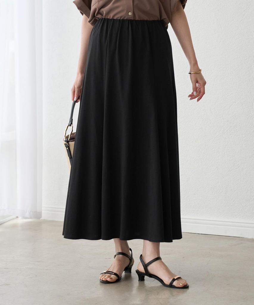 Rope Picnic Cut Flare Easy Long Skirt for Women GDC16200 Chromine F (01)