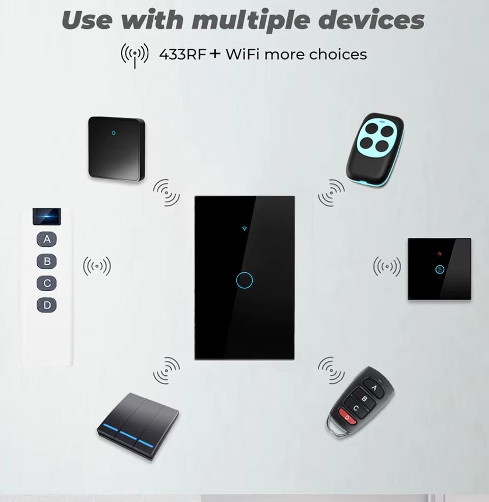 1/2/3/4 gang TUYA WiFi Smart Touch Switch 40A Wall Button App Remote Control Voice Timing Works With Alexa Alice Google Home