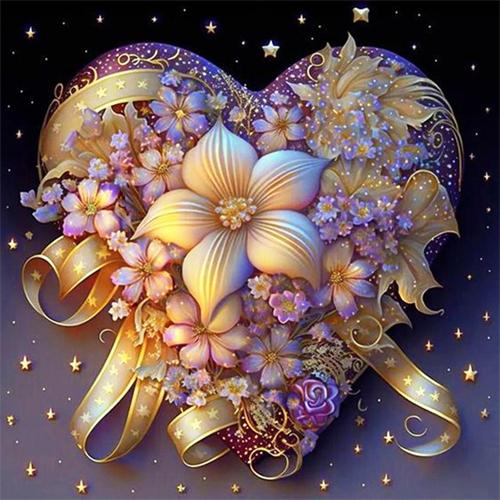 Diy Diamond Painting Heart Flower Home Decor Full Square Round Embroidery Mosaic Fantasy Landscape Wall Art