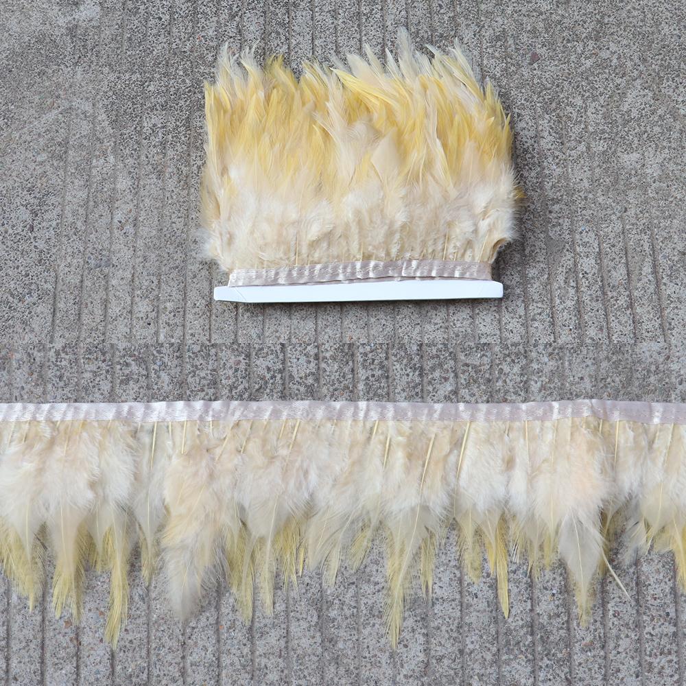 Feather5 10Meters Rooster Feather Trim 8-13CM Colored Chicken Feathers Ribbon  3-5" Saddle Pheasant Feathers Trim Fringe