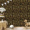 Flowers and Leaves Wallpaper Ochre and Black for Living Room and Bedroom 50x1000