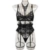 High-end quality explosive sexy underwear eyelash lace glue bone garter belt 8-color body sculpting five-piece set