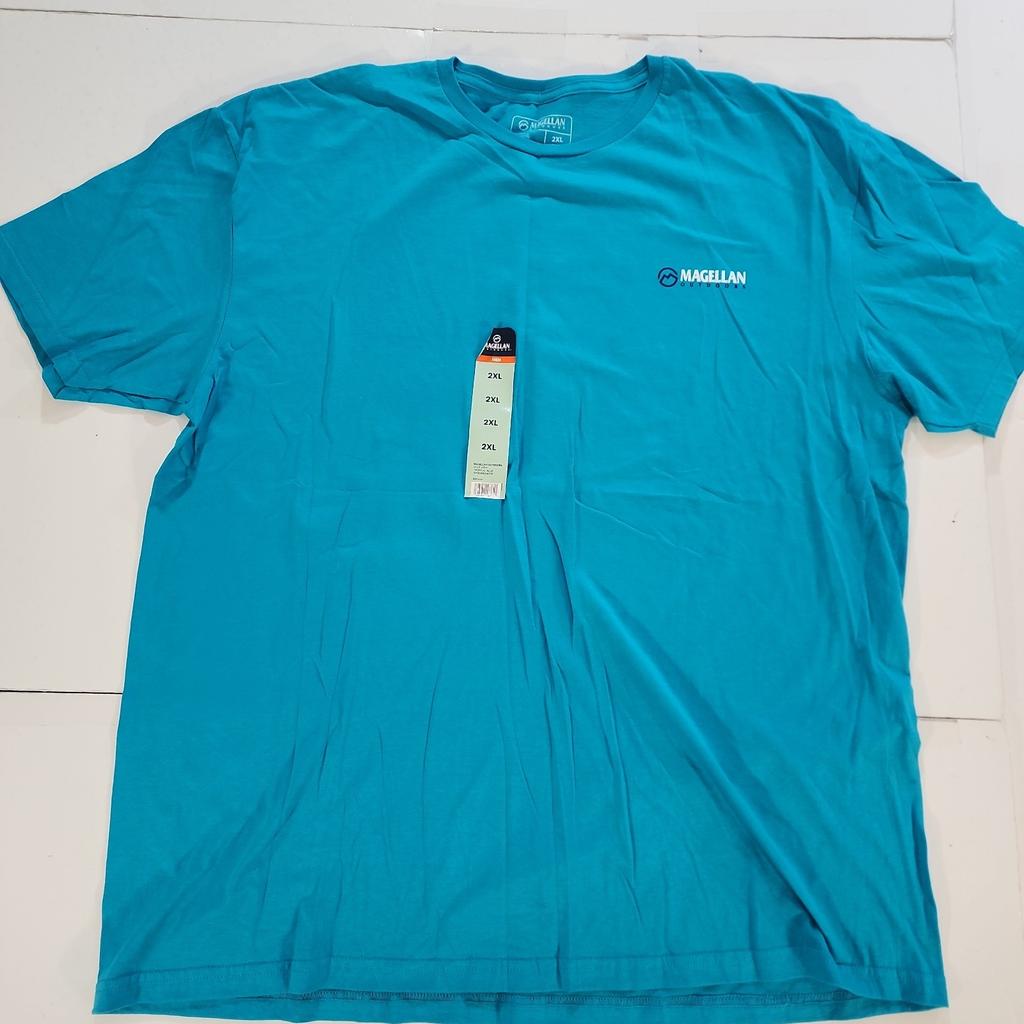 NWT Magellan Outdoors Mens 2XL Teal Short Sleeve Pelican Sunset Graphic T Shirt Unisex T-Shirt