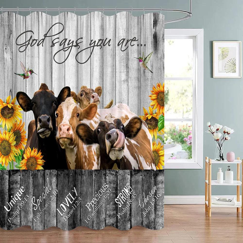 

Sunflower Flower Bee Wood Grain Plant Scenery Bathroom Shower Curtain Cactus Butterfly Floral Landscape Bath Curtains With Hooks 35x70in-90x180cm