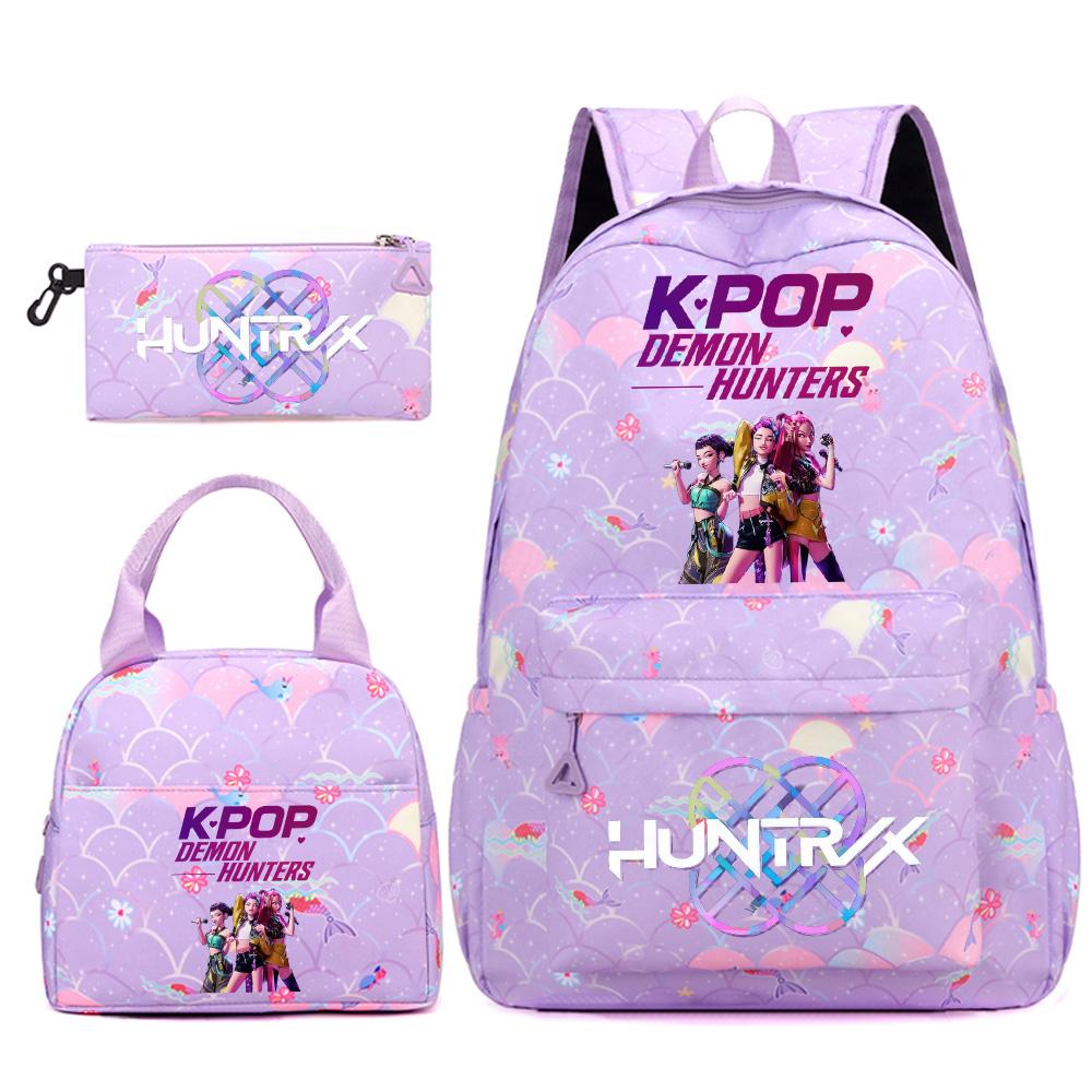 3ks/sada Roztomilý Kpop Potištěný Batoh Kabelka Penál pro Náctileté Studenty Dívku Chlapce Školní taška Dětská Knižní taška Velká Kapacita Cestovní taška Dárek Mochila