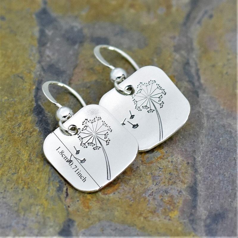 1 Pair of Minimalist Retro Square Dandelion Earrings Fashion Earrings