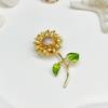 Hand-Painted Retro Sunflower Brooch Shawl Pin