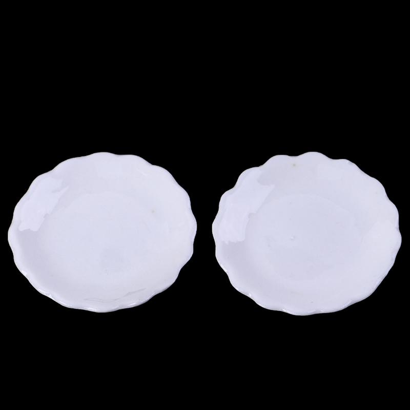 2 Stück 1:12 Puppenhaus Miniatur Keramik Teller Dessert Spitze Teller Geschirr Decortoy