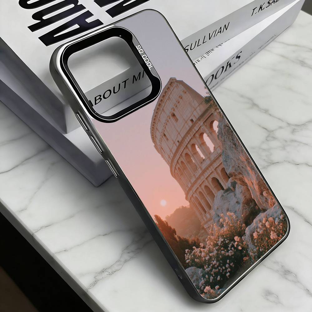 

The Colosseum, Rome Phone Case For iPhone 17,16,15,14,13,12,11 Plus,Pro Max,XS,Colored Silver Plated Inside Cover iPhone17promax