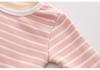 Children's Warm Striped High-Waist Underwear Set for Spring and Autumn - Plus Velvet for Babies, Toddlers, and Kids