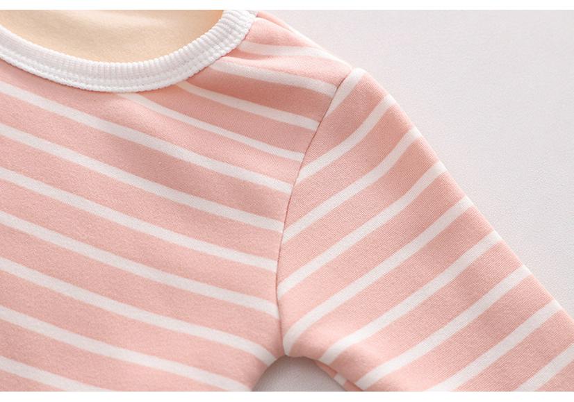 Children's Warm Striped High-Waist Underwear Set for Spring and Autumn - Plus Velvet for Babies, Toddlers, and Kids