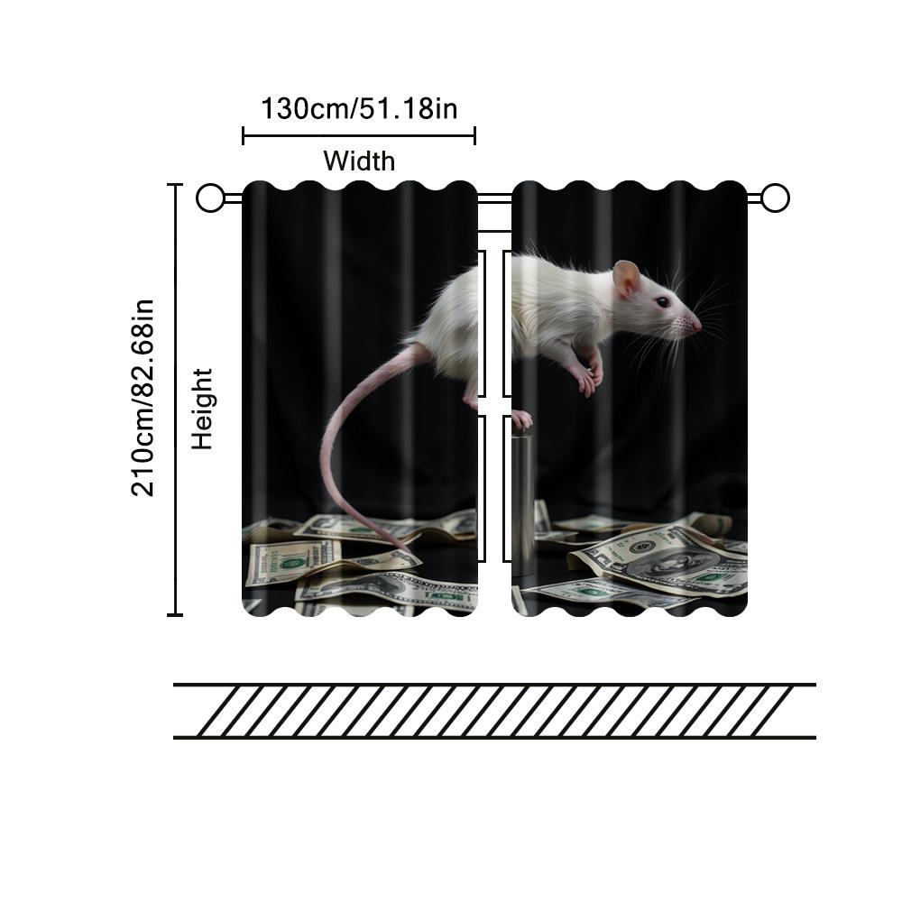 2 pcs, filtering curtains (excluding rods, non-movable, without batteries) Cute Rat Pole Dance Money for use in bedrooms and