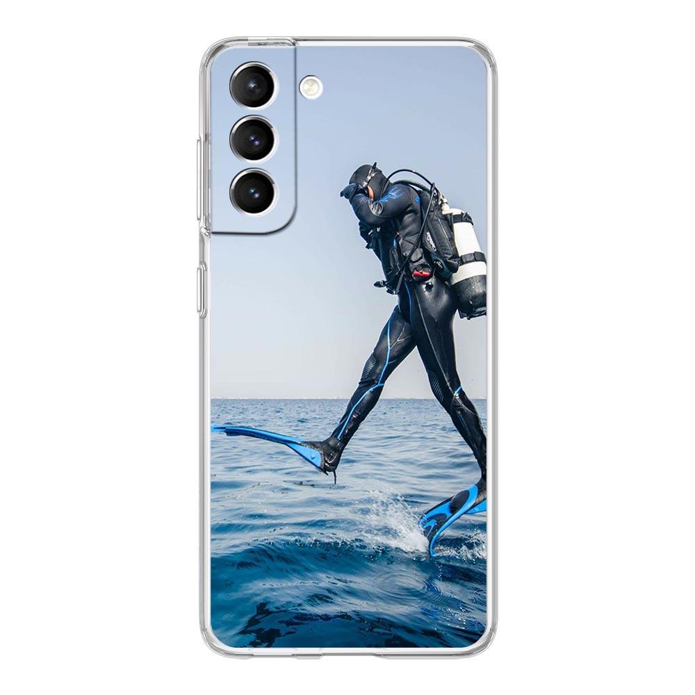 Phone Case For Samsung Galaxy S25 S24 S23 FE S22 Ultra S20 S21 5G S10 Plus S10E Soft Clear Cover Diver Diving