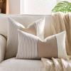 2PC Boho Cushion Cover, Stripe Cotton Patchwork Pillowcase with Hidden Zipper, Farmhouse Accent Throw Pillow Cover for Couch Bed