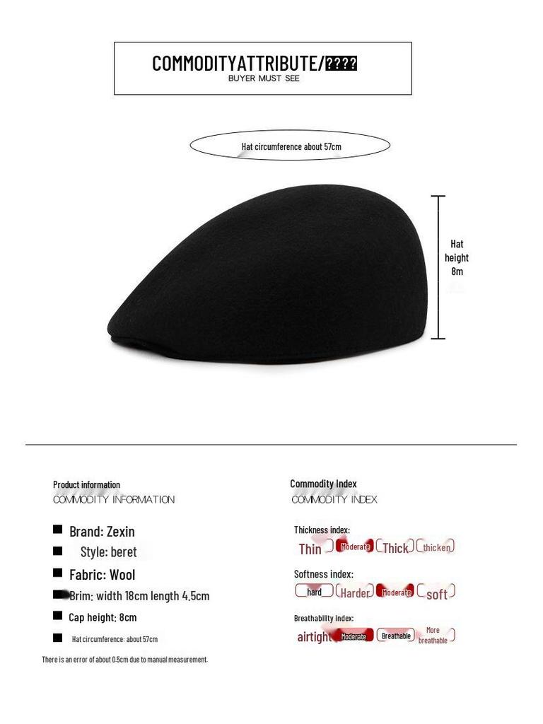 Шерстяной берет унисекс: Теплая осенне-зимняя ретро кепка художника