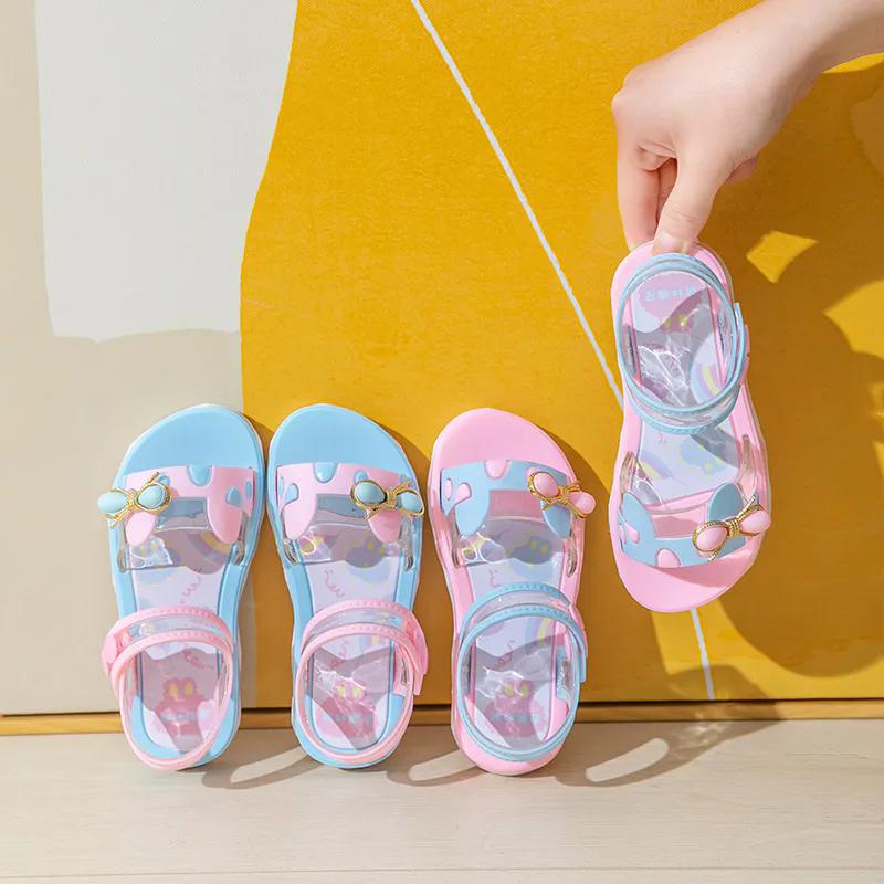 Jelly Color Girls Sandals Student Korean Princess Shoes Soft Bottom Beach Shoes Girls Flat Sandals for Children