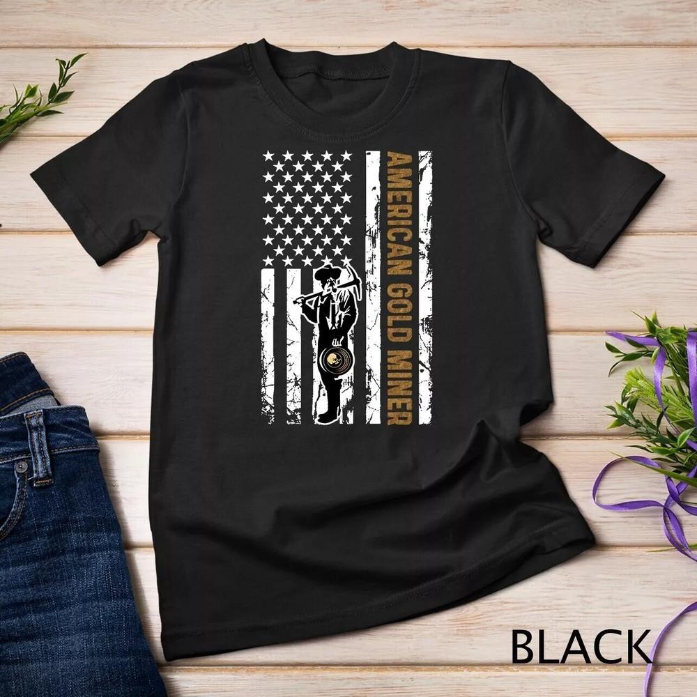 2025/Golden US Flag for American Gold Miner T-Shirt Unisex T-shirt Unisex T-Shirt S