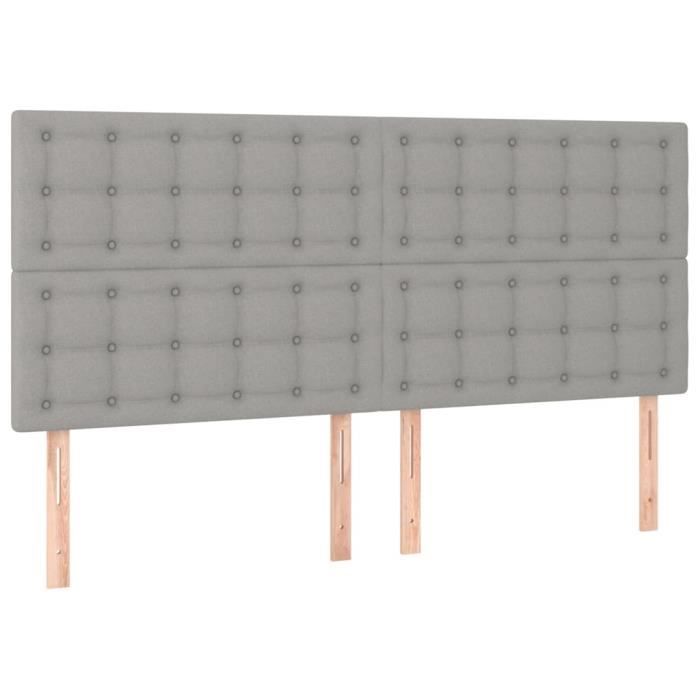 VidaXL Têtes de lit 4 pcs Gris clair 80x5x78-88 cm Tissu3116772