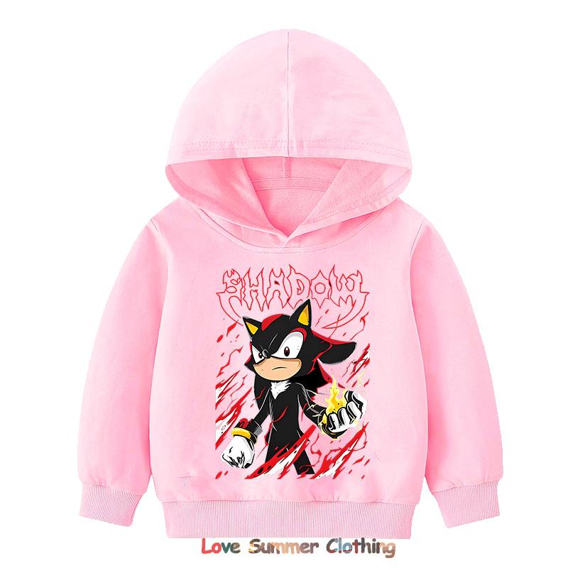 2025 Shadow Kids Hoodie Boys Pullover 4-14Yrs Girls Tops Hedgehog Long Sleeve Sweatshirt Polyester
