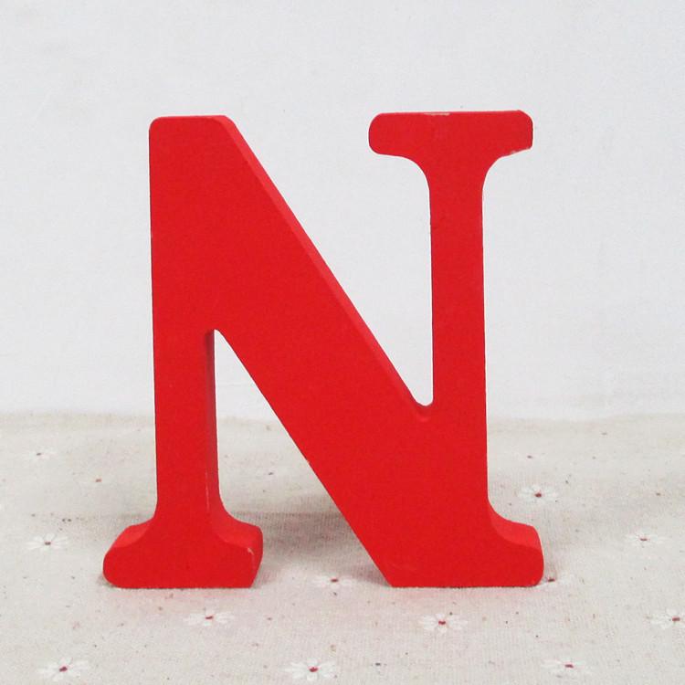 Wooden Red English Letter Ornaments - Custom Made Solid Wood Decorations 10*10*1.5CM with packaging