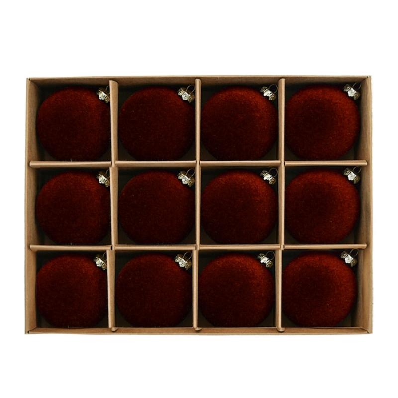 

Set of 12 Christmas Balls Set 6cm Multiple Color Flocking For Festival Tree And Home Decoration Hanging Ornament