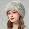 Mink Hair Hat Female Korean Version Winter New Rabbit Hair Blended Knitted Hat Temperament Headband Hat Showing Face Small Fur Hat