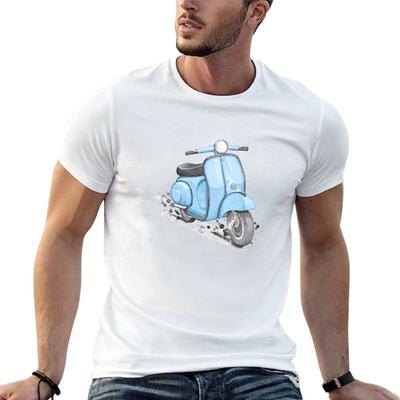 Niebieski Klasyczny Vintage Europejski styl skuter TShirt koszulki dla Unisex bawełniane miękkie anime koszulki oversize TShirt